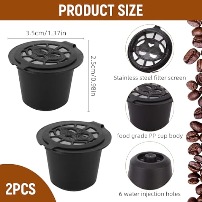 HASTHIP 2 Pack Refillable Reusable Coffee Filters Pods Compatible With Nespresso Food Grade Pp Coffee Capsules BpaFree Filter Cups Heat Resistant Easy To Clean 4G Capacity - Image 3