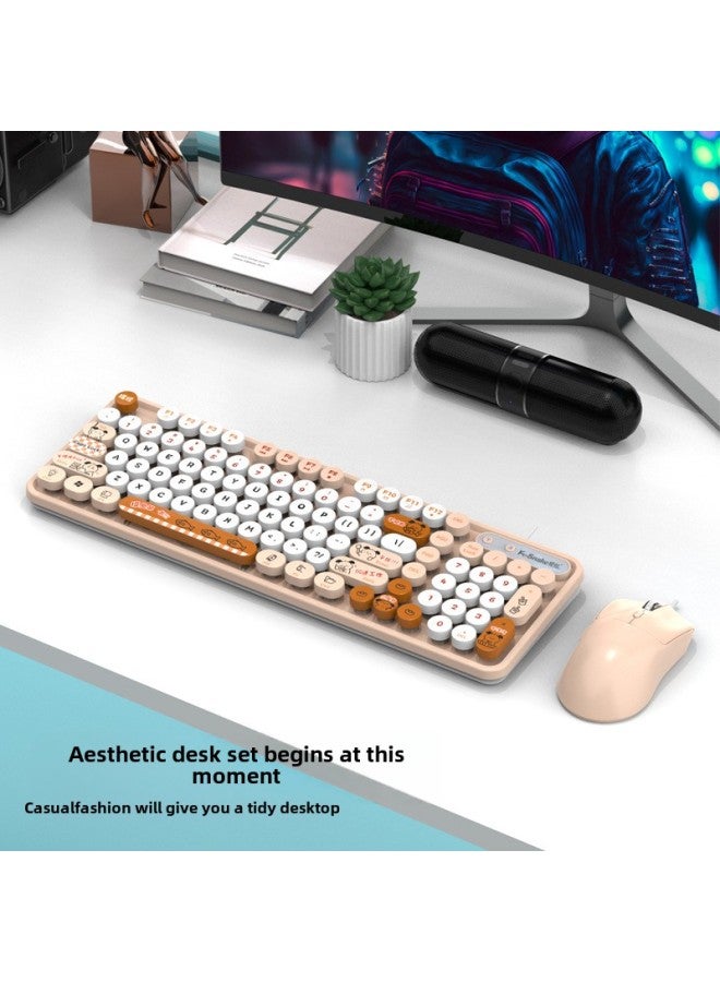 Viper K2 Color Matching Punk Keyboard And Mouse Cute Girl High-value Office Home Game Keyboard And Mouse Suit Cable-Colour:K2 Milk Coffee Color - Image 3