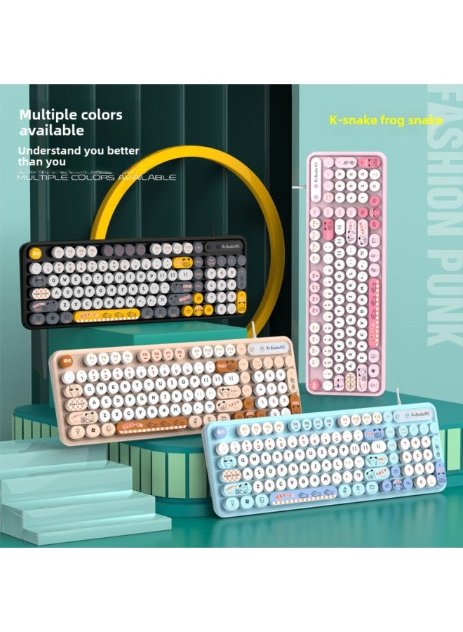 Viper K2 Color Matching Punk Keyboard And Mouse Cute Girl High-value Office Home Game Keyboard And Mouse Suit Cable-Colour:K2 Milk Coffee Color - Image 2