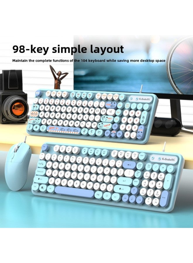 Viper K2 Color Matching Punk Keyboard And Mouse Cute Girl High-value Office Home Game Keyboard And Mouse Suit Cable-Colour:K2 Milk Coffee Color - Image 5