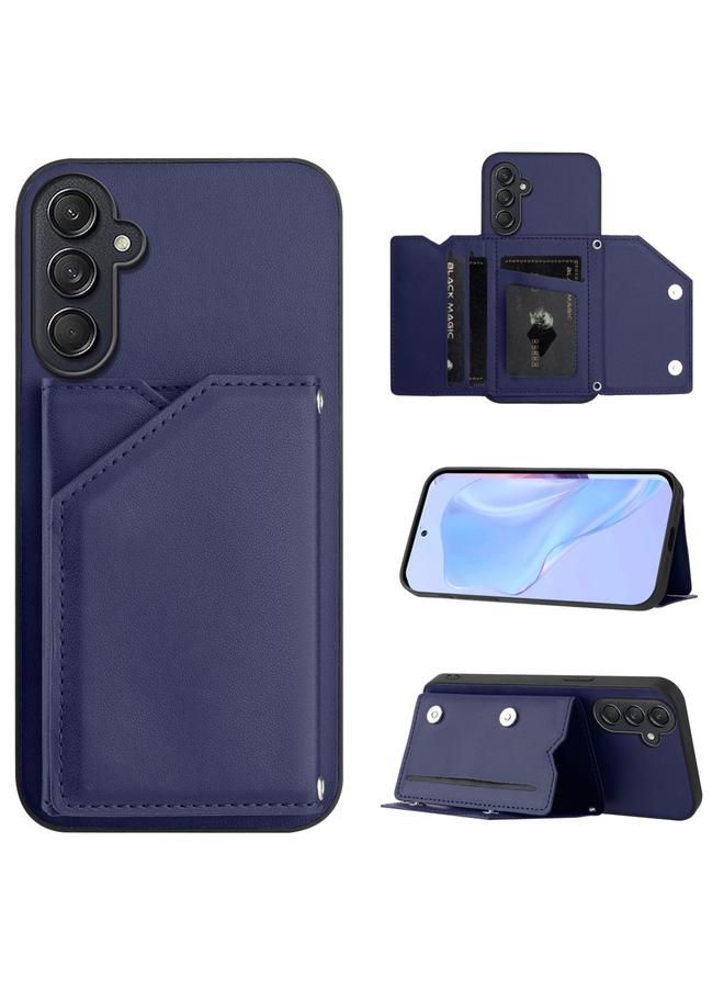 اس-توب جراب لهاتف Samsung Galaxy M55 / C55 5G بملمس الجلد وأربعة فتحات للبطاقات مع حزام معصم - Image 1