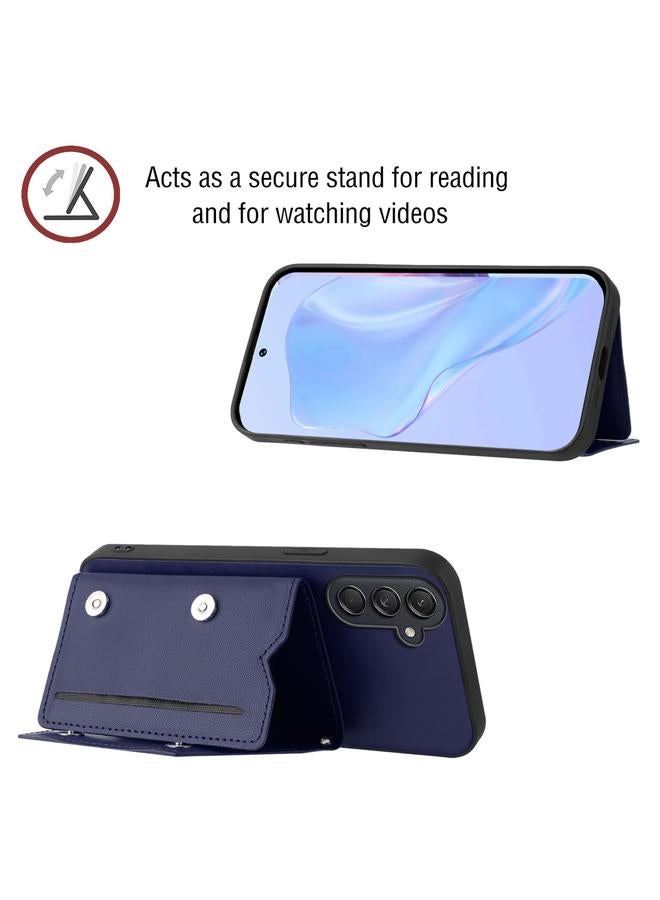 اس-توب جراب لهاتف Samsung Galaxy M55 / C55 5G بملمس الجلد وأربعة فتحات للبطاقات مع حزام معصم - Image 4