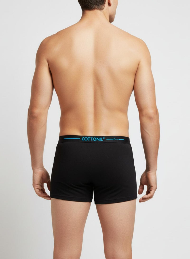Cottonil Pro Men's Boxer Briefs, Super Black Cotton Underwear, 5-Pack, Colored Waistband Design - Image 3