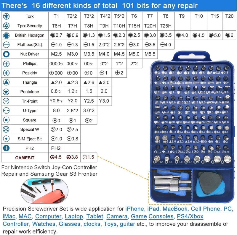 oGoDeal 155 in 1 Precision Screwdriver Set Professional Electronic Repair Tool Kit for Computer, Eyeglasses, iPhone, Laptop, PC, Tablet,PS3,PS4,Xbox,Macbook,Camera,Watch,Toy,Jewelers,Drone Blue - Image 2