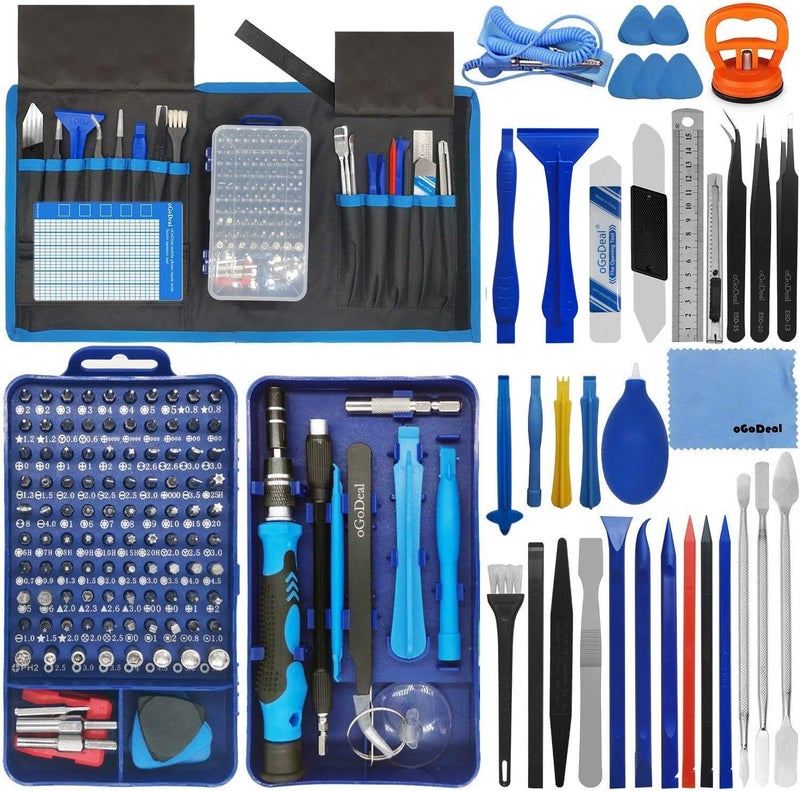 oGoDeal 155 in 1 Precision Screwdriver Set Professional Electronic Repair Tool Kit for Computer, Eyeglasses, iPhone, Laptop, PC, Tablet,PS3,PS4,Xbox,Macbook,Camera,Watch,Toy,Jewelers,Drone Blue - Image 1