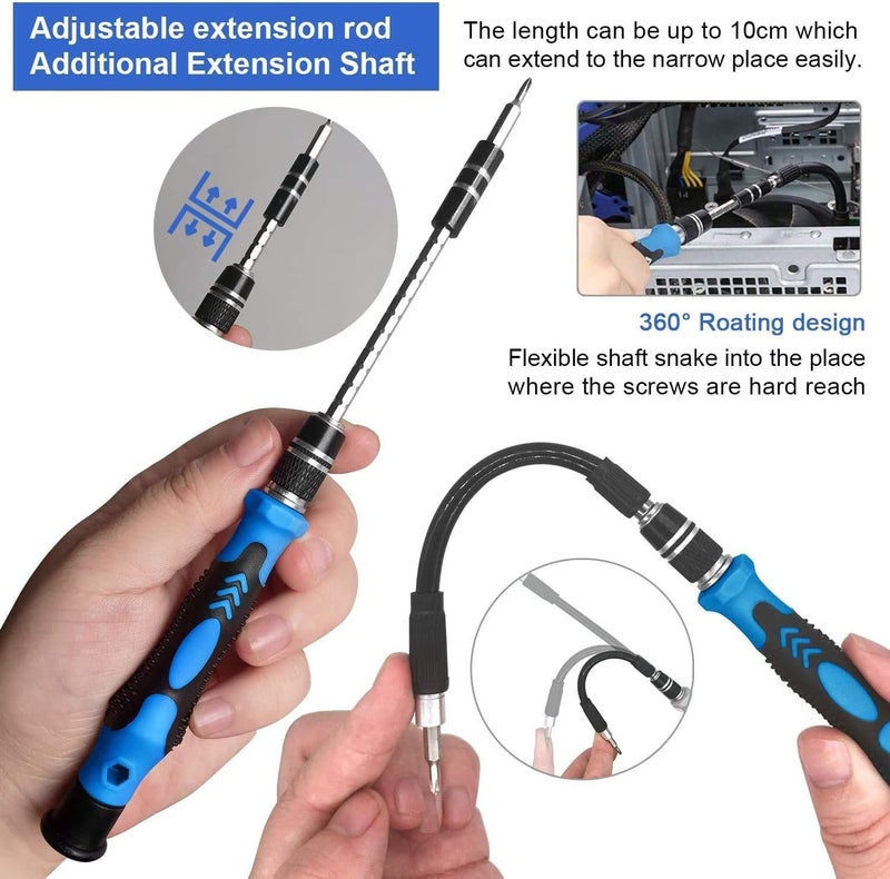 oGoDeal 155 in 1 Precision Screwdriver Set Professional Electronic Repair Tool Kit for Computer, Eyeglasses, iPhone, Laptop, PC, Tablet,PS3,PS4,Xbox,Macbook,Camera,Watch,Toy,Jewelers,Drone Blue - Image 4
