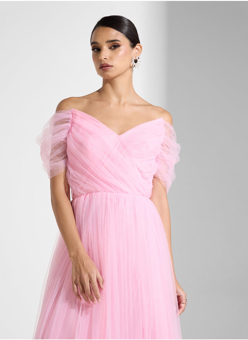 Namshi x - Off Shouldered Ruched Dress - Image 1