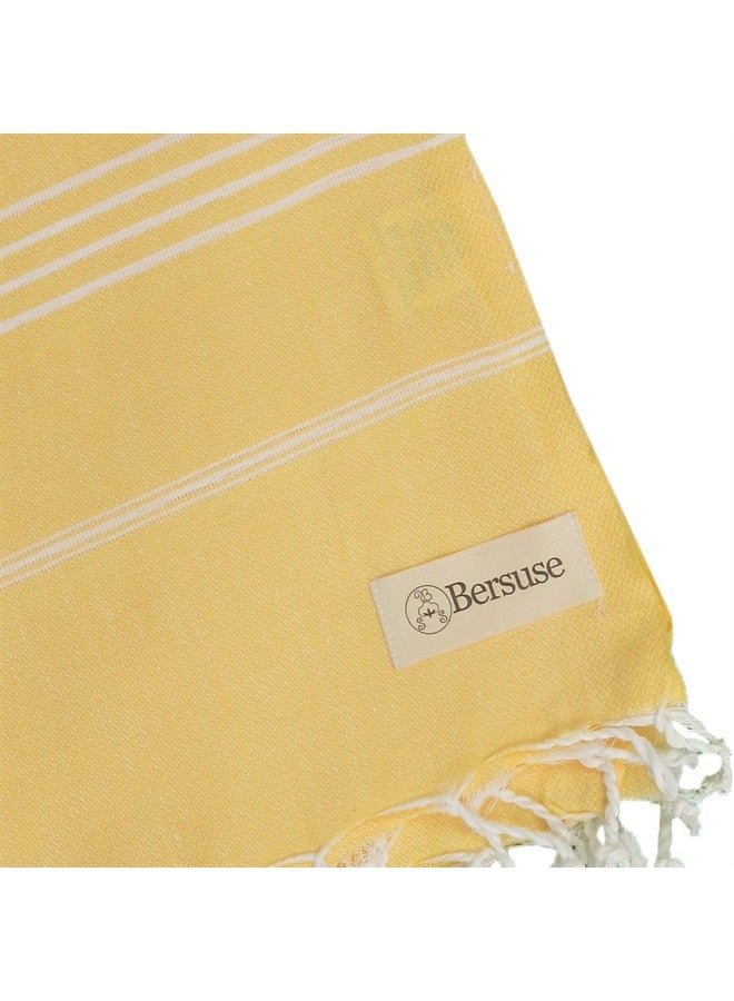 Bersuse منشفة تركية أناضولية 100% قطن - 37x70 بوصة، أصفر - Image 5