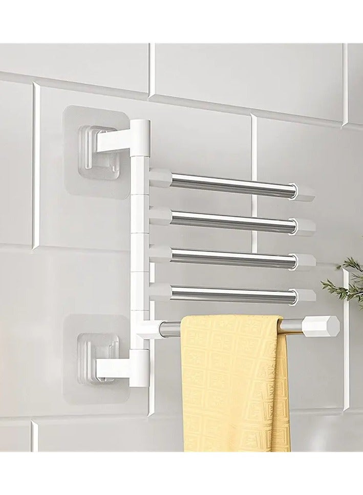 Ucanbe 5-Layer Space-Saving Stainless Steel Towel Rack with Suction Cup - Wall-Mounted, No-Drill Bathroom Organizer for Towels & Toiletries, Rotatable Storage Shelf  - Image 1
