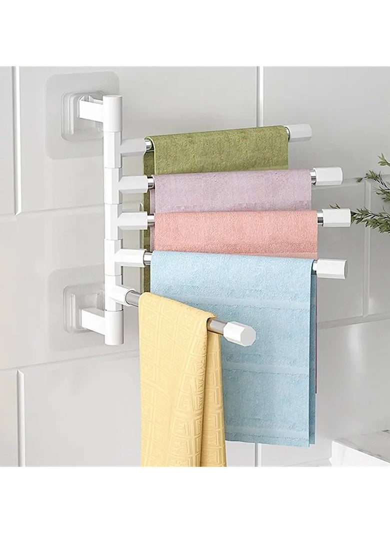 Ucanbe 5-Layer Space-Saving Stainless Steel Towel Rack with Suction Cup - Wall-Mounted, No-Drill Bathroom Organizer for Towels & Toiletries, Rotatable Storage Shelf  - Image 2