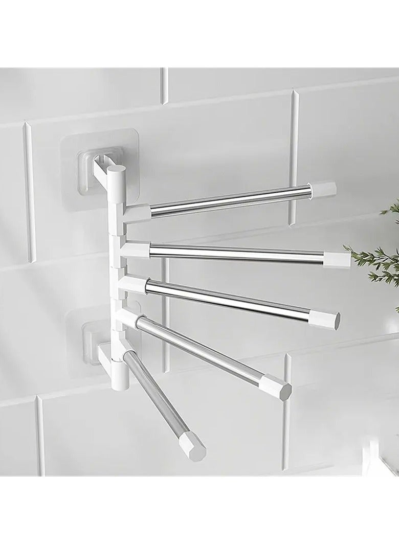 Ucanbe 5-Layer Space-Saving Stainless Steel Towel Rack with Suction Cup - Wall-Mounted, No-Drill Bathroom Organizer for Towels & Toiletries, Rotatable Storage Shelf  - Image 3
