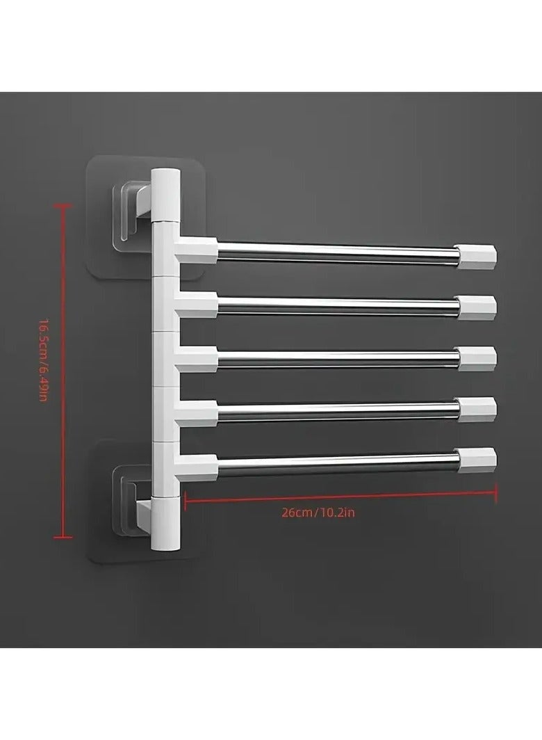 Ucanbe 5-Layer Space-Saving Stainless Steel Towel Rack with Suction Cup - Wall-Mounted, No-Drill Bathroom Organizer for Towels & Toiletries, Rotatable Storage Shelf  - Image 4