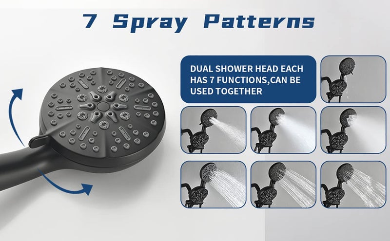 DIFEINI 3 Handles Shower Faucet Set with Tub Spout Bathtub Shower Faucet Combo Set Shower Systems Complete Tub and Shower Trim Kit Matte Black… - Image 3