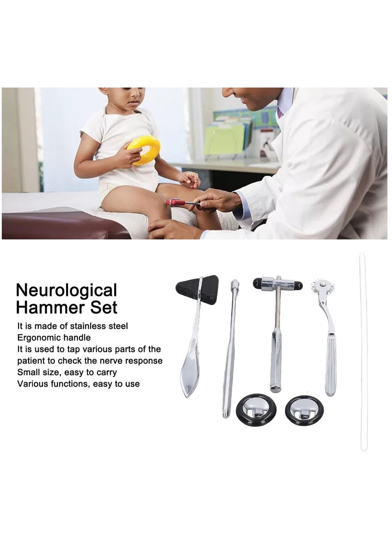 BIONEX - 5PCS Multifunctional Neurological Hammer Set with Ergonomic Handle, Stainless Steel - Image 1