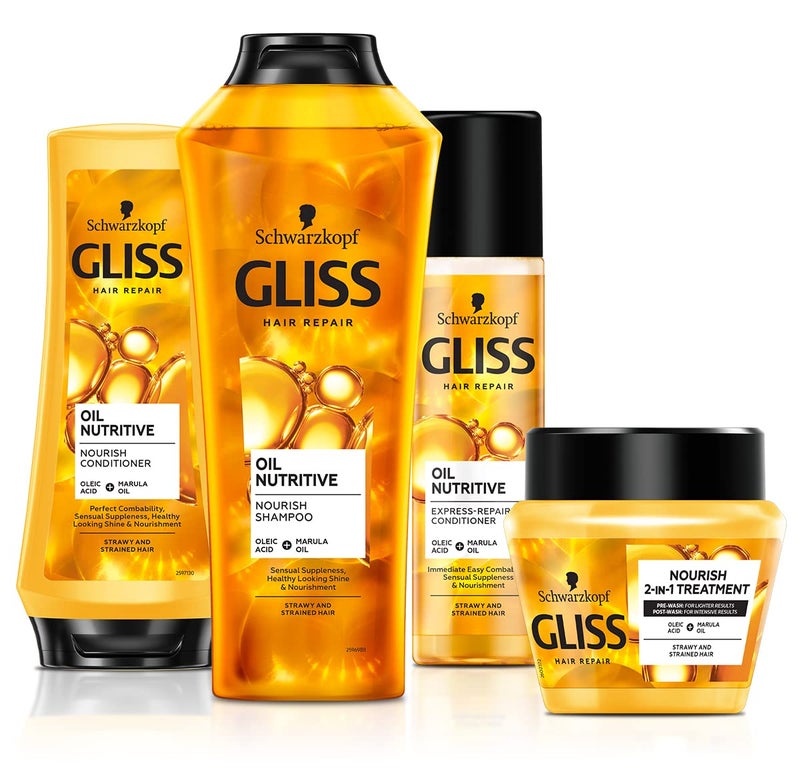Gliss Schwarzkopf Gliss Kur Oil Nutritive Keratin Serum + Precious Beauty Oils Hair Repair Mask Masque for Anti-Split-Ends Treatment 300ml - Image 2