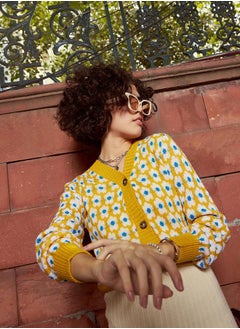 SASSAFRAS Floral Print Knitted Cardigan by Styli  - Image 1