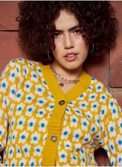 SASSAFRAS Floral Print Knitted Cardigan by Styli  - Image 4