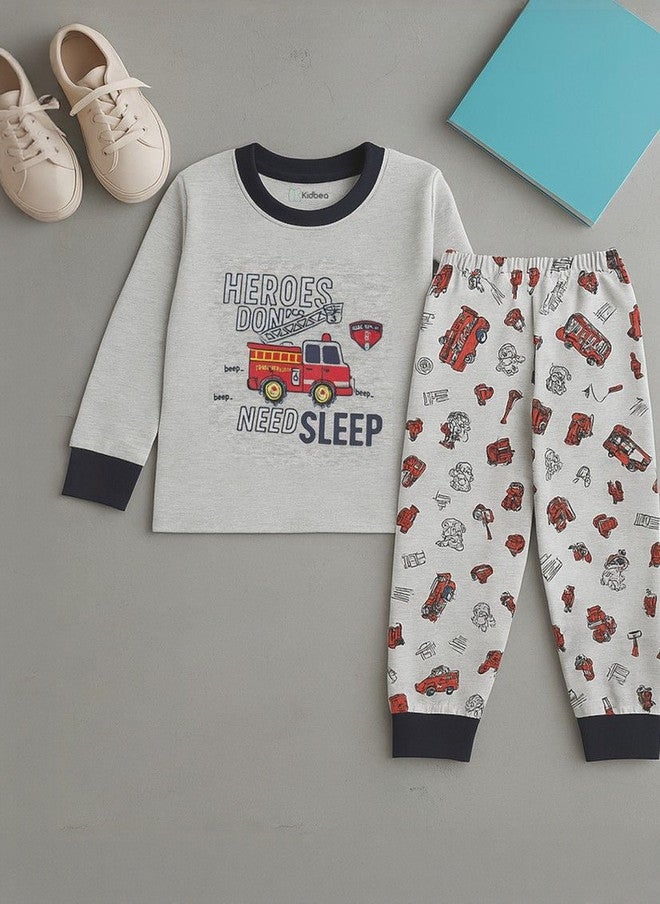 Kidbea Kids Graphic Printed Round Neck T-shirt & Joggers Night Suit - Image 5