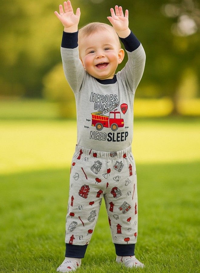 Kidbea Kids Graphic Printed Round Neck T-shirt & Joggers Night Suit - Image 1