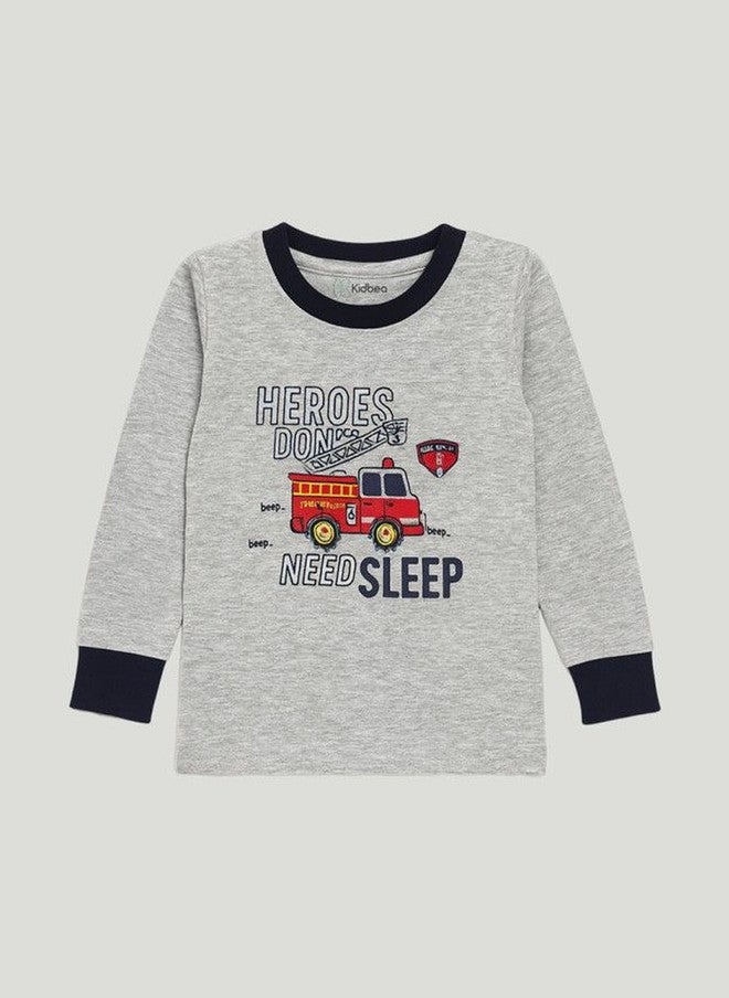 Kidbea Kids Graphic Printed Round Neck T-shirt & Joggers Night Suit - Image 2