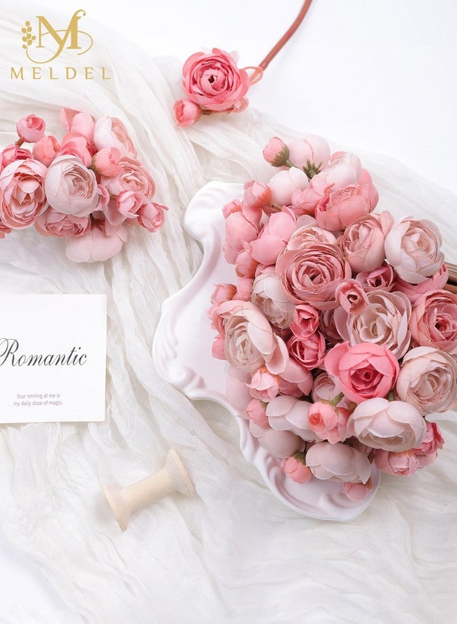 Meldel 32Pcs Ranunculus Artificial Flower, Faux Dusty Rose Ranunculus Flowers for DIY Bouquet, Bulk Fake Peony Wedding Filler Flowers for Centerpieces Arrangements Bridal Shower Decorations - Image 5