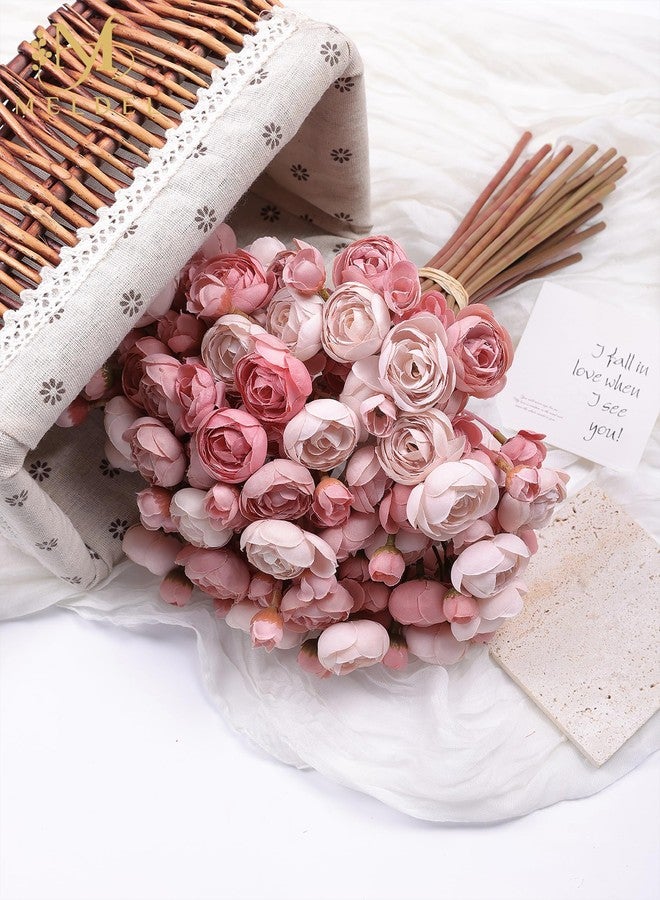 Meldel 32Pcs Ranunculus Artificial Flower, Faux Dusty Rose Ranunculus Flowers for DIY Bouquet, Bulk Fake Peony Wedding Filler Flowers for Centerpieces Arrangements Bridal Shower Decorations - Image 3