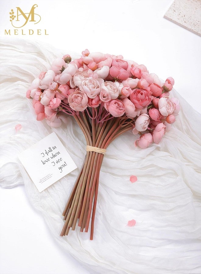 Meldel 32Pcs Ranunculus Artificial Flower, Faux Dusty Rose Ranunculus Flowers for DIY Bouquet, Bulk Fake Peony Wedding Filler Flowers for Centerpieces Arrangements Bridal Shower Decorations - Image 2