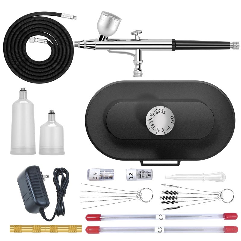 CBVCBV Airbrush Kit 020305mm NozzleSetsKit with Air Compressor High Pressure Air BrushNail AirbrushIdeal for Nails ArtMakeupTShirt PaintingCake ecorating DIY Model Crafting Upgraded Version - Image 2