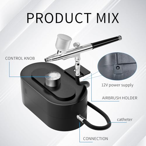 CBVCBV Airbrush Kit 020305mm NozzleSetsKit with Air Compressor High Pressure Air BrushNail AirbrushIdeal for Nails ArtMakeupTShirt PaintingCake ecorating DIY Model Crafting Upgraded Version - Image 3