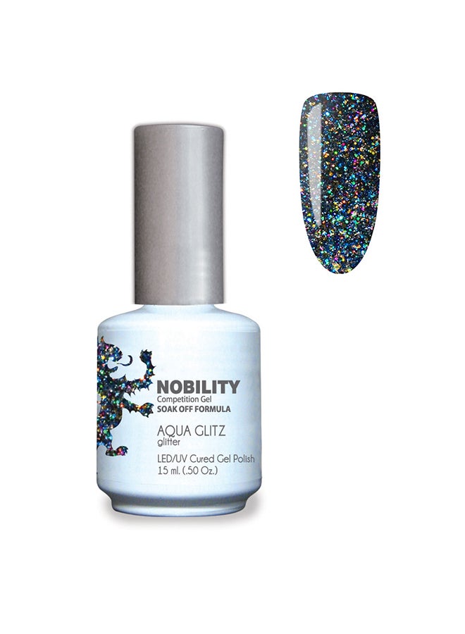 Lechat Gel Nail Polish 15 ml, Long Lasting, Chip Resistant, Requires Drying Under UV Led Lamp Aqua Glitz Nbgp70