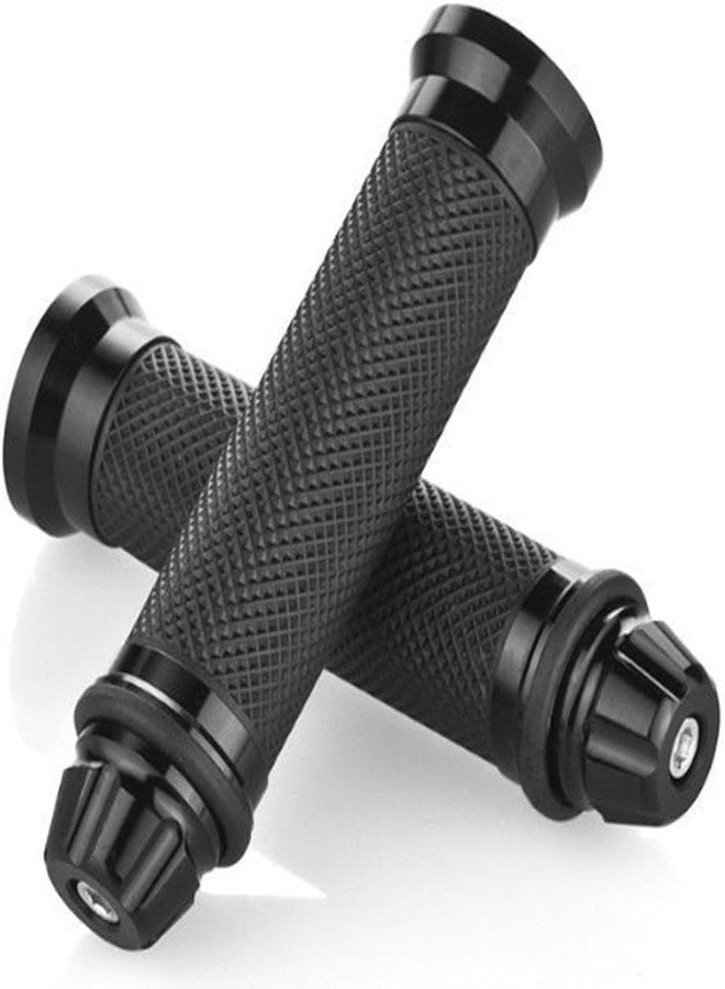 GONAMA Bike Handle Grip, Black, Rubber with Aluminium End Caps, Anti-Slip Textured, 1 Pair - Image 1