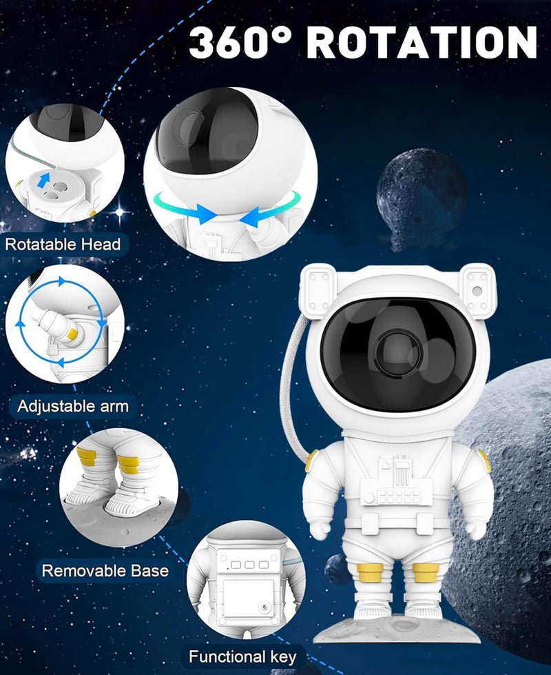 VGRASSP 360° Rotating Astronaut Galaxy Projector Night Lamp with Nebula Stars, Remote Control, Timer, Colorful LED Sky Light for Bedroom, Gaming Room, Party - Multicolor - Image 3