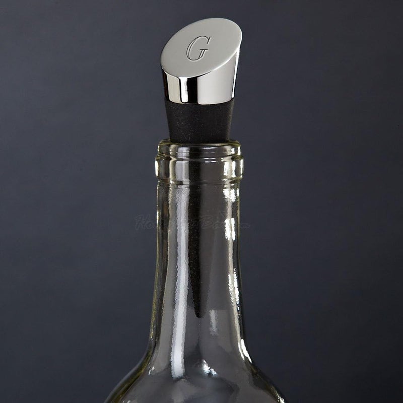 HomeWetBar Personalized Red and Sparkling Wine Bottle Stopper with Chrome Top by HomeWetBar  Custom Wine Saver and Accessories 