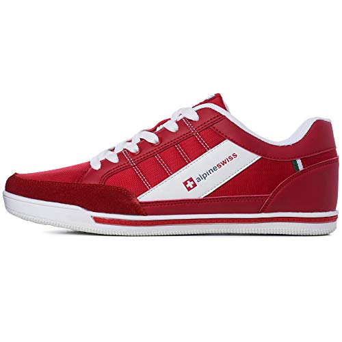 Alpine Swiss Mens Retro Sneakers Euro Vintage Inspired Low Top Shoes with Suede Trim Stefan Fashion Sneakers Streetwear Casual Tennis Shoes RED 12 - Image 3