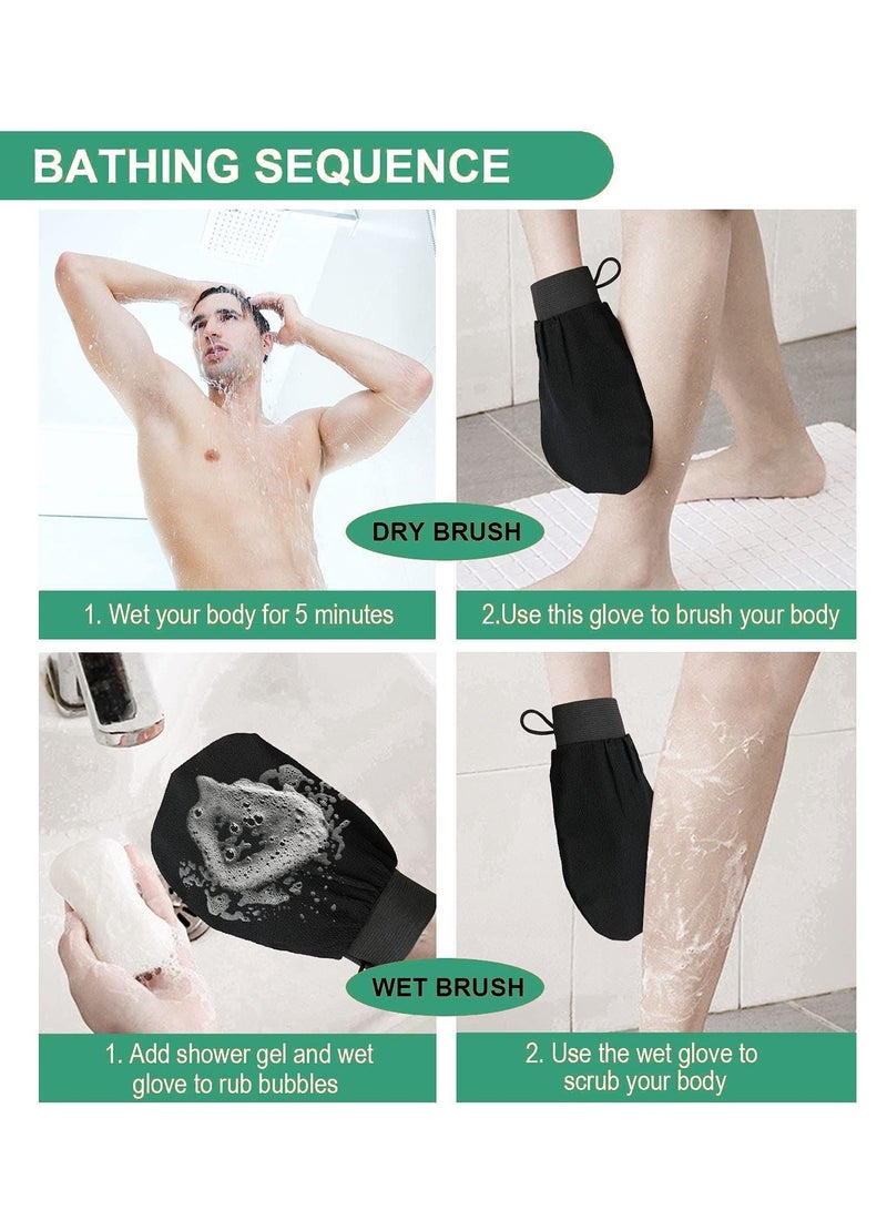 2 Pcs Exfoliating Body Glove For Cleaning The Skin,Used for Exfoliating Exfoliator Scrub Mitten for Bath and Shower Use (2 Pcs Black)  - Image 3