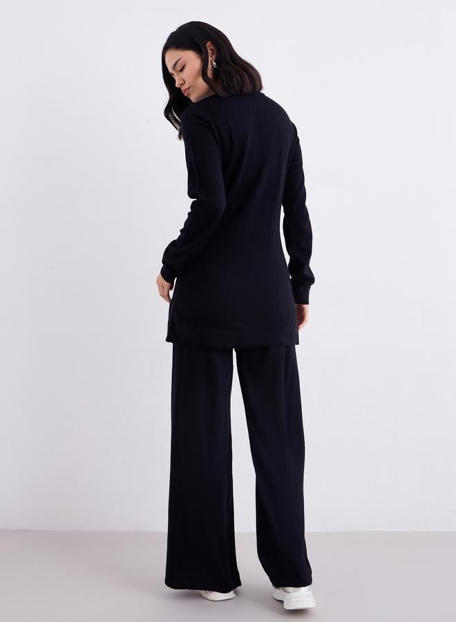 Amirah Amirah Black Slit Hem Knit Top and Trousers Modest Set - Image 5