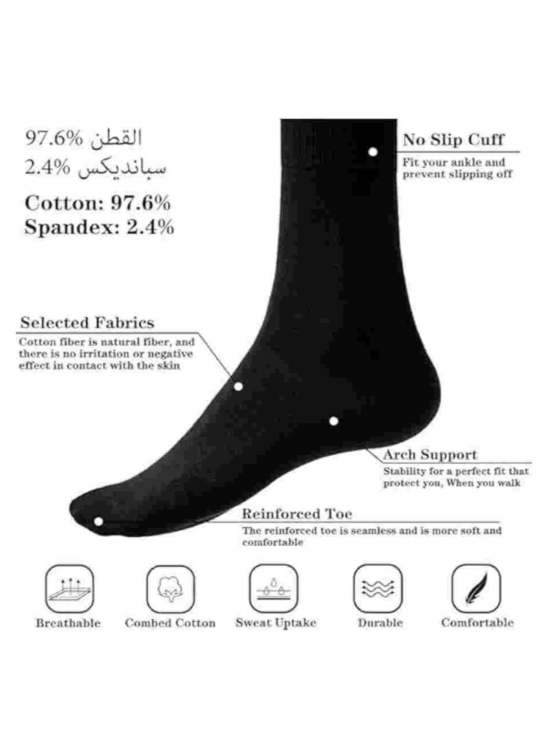 12 Pairs of Style Crew Free Cotton Crew Socks, Black, Deodorizing, Perfect for Sensitive Skin - Image 4