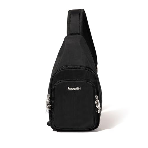 Baggallini Anti-Theft Daytripper Sling - 7x12 Securtex Crossbody Bag Travel Safe, Locking Zippers, Slash-Resistant Strap - Image 1