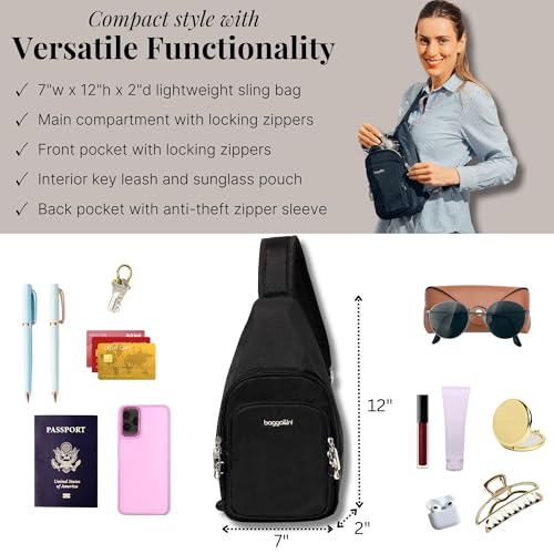 Baggallini Anti-Theft Daytripper Sling - 7x12 Securtex Crossbody Bag Travel Safe, Locking Zippers, Slash-Resistant Strap - Image 4