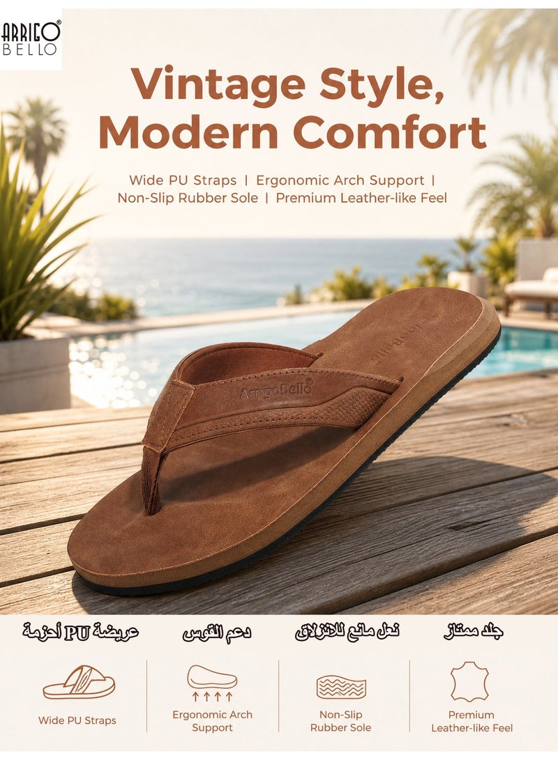 ARRIGO BELLO Men's Slip-on Comfort Flip Flops Lightweight Thong Slippers Quick Dry Non Slip Footbed Beach Sandals - Image 4