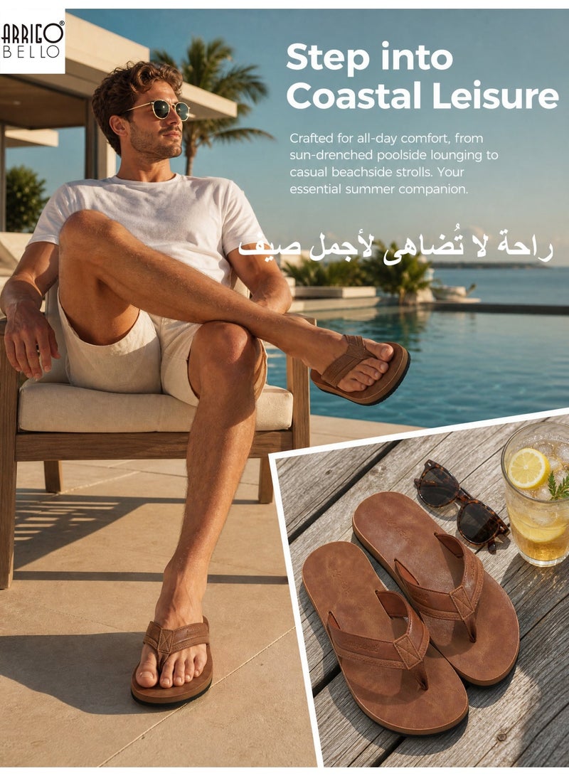 ARRIGO BELLO Men's Slip-on Comfort Flip Flops Lightweight Thong Slippers Quick Dry Non Slip Footbed Beach Sandals - Image 5
