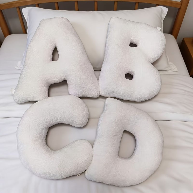 White Letter Throw Pillow Style A Decorative Sofa Bedroom 26 English Letters Home - Image 5