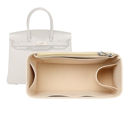 Lckaey Purse Organizer for Hermes birkin 25 bags Felt organizer insert Y013beige-S - Image 1