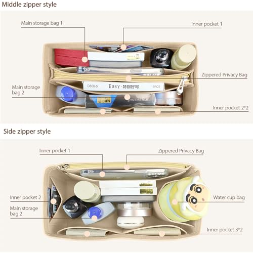 Lckaey Purse Organizer for Hermes birkin 25 bags Felt organizer insert Y013beige-S - Image 4