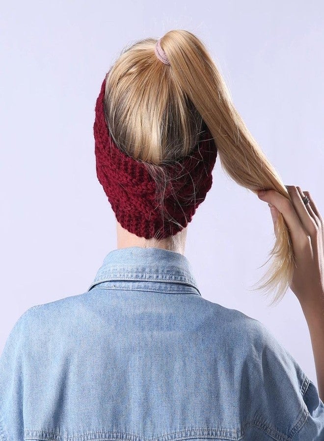 CAPICHINO Winter Headband for Men and Women Head Wrap Soft Fleece Knitted Woolen Warm Hair Band Unisex Acrylic Skull Stretchy Earwarmer Earmuffs Hair Accessory (Red)(Pack f 1) - Image 3