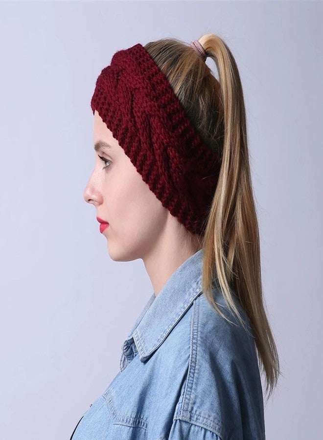 CAPICHINO Winter Headband for Men and Women Head Wrap Soft Fleece Knitted Woolen Warm Hair Band Unisex Acrylic Skull Stretchy Earwarmer Earmuffs Hair Accessory (Red)(Pack f 1) - Image 5