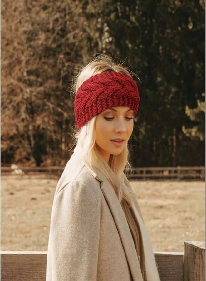 CAPICHINO Winter Headband for Men and Women Head Wrap Soft Fleece Knitted Woolen Warm Hair Band Unisex Acrylic Skull Stretchy Earwarmer Earmuffs Hair Accessory (Red)(Pack f 1) - Image 4