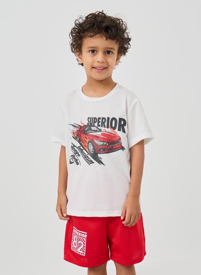 Styli Styli Graphic Print Round Neck T-Shirt and Shorts Set  - Image 2
