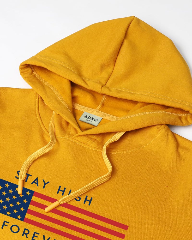 ADRO Men's Cotton Blend Neck Hooded Sweatshirt (H24-FLAG-MU_Mustard - Image 5
