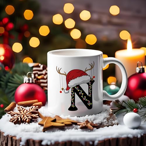 DAYS Christmas Alphabet Word Printed Ceramic Coffee Mug, 325ml Capacity, Christmas Xmas Gift for Kids Boy Girls (N) - Image 2